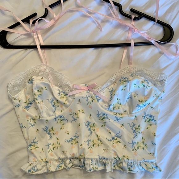 Buister top floral lingerie crop shirt - Picture 2 of 8